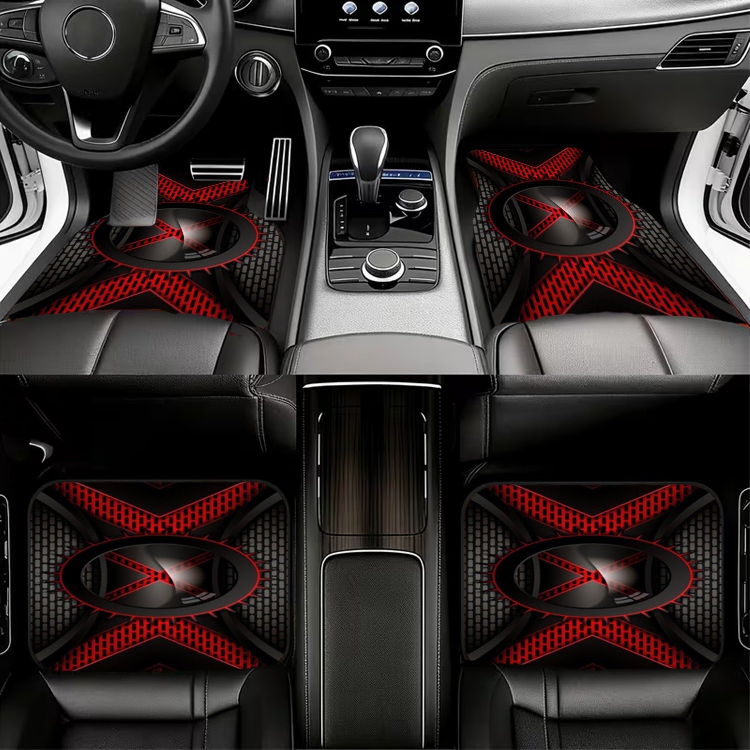 4pcs Car Floor Mats, Black & R - огляд і ціна Interior Design Industrial Style