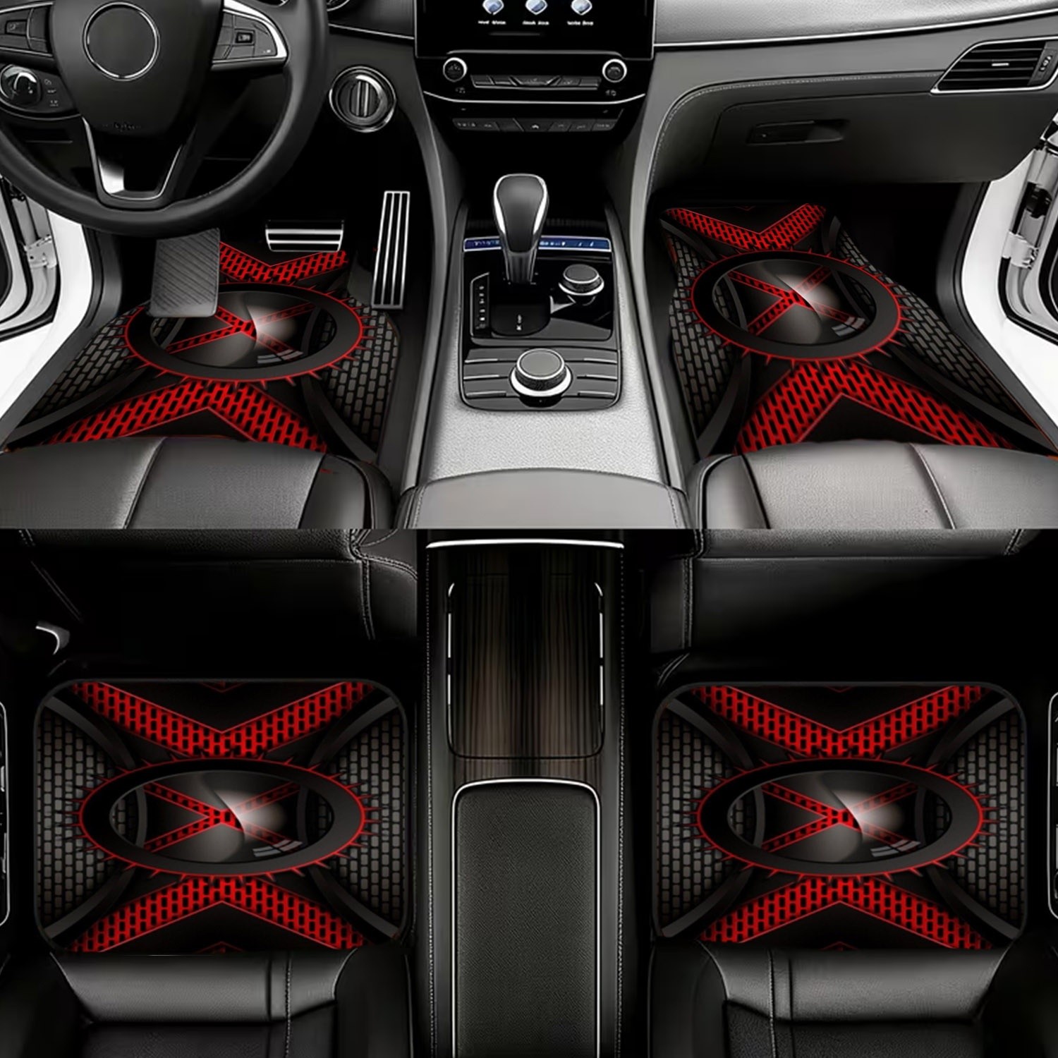 4pcs Car Floor Mats, Black & R - огляд і ціна Interior Design Industrial Style