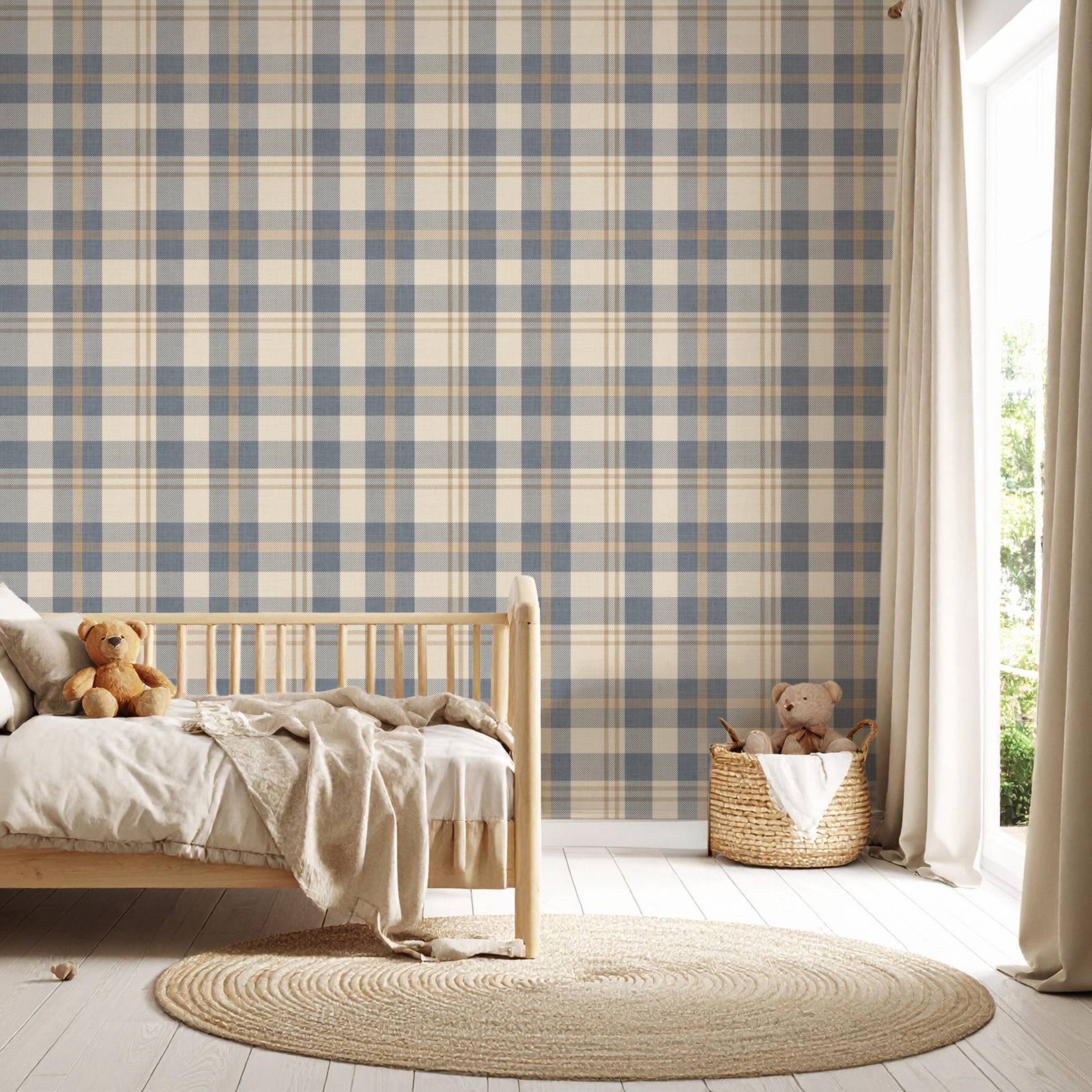 Neutral Blue and Beige Plaid W - огляд і ціна Interior Design Scandinavian