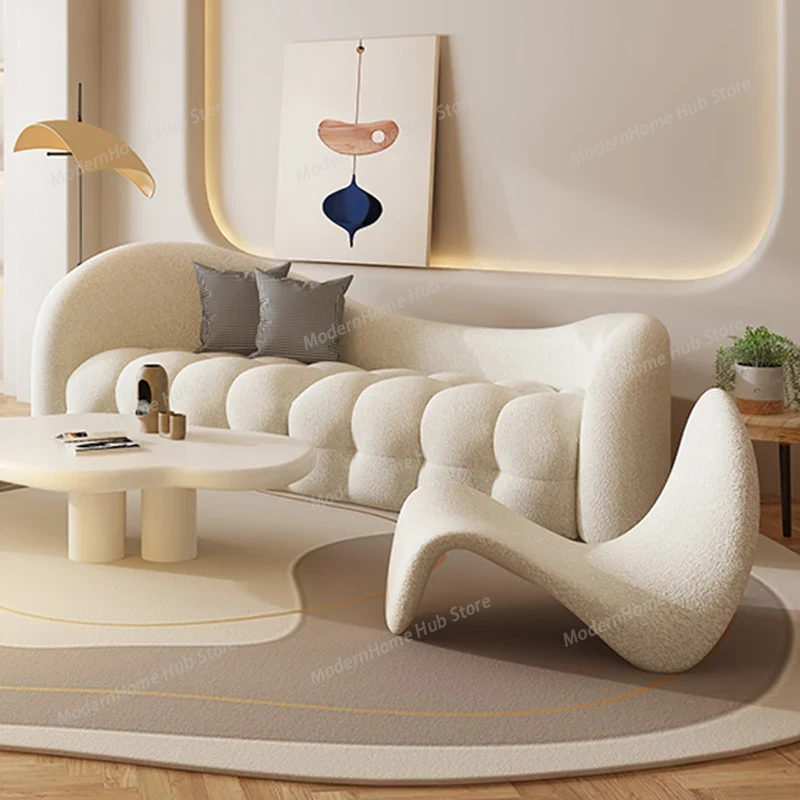 White Cream Living Room Sofas  - огляд і ціна Interior Design White And Wood