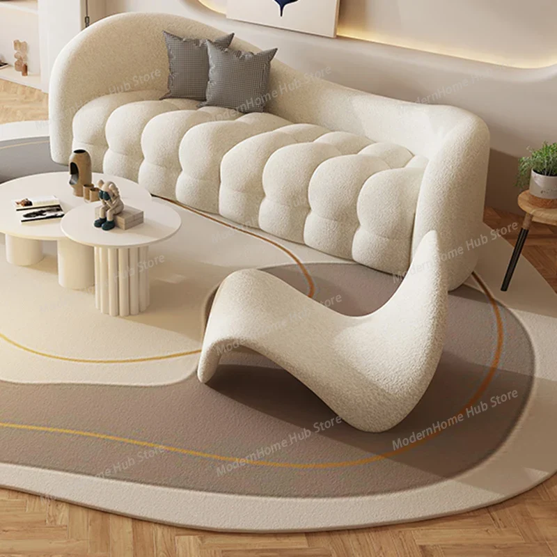 White Cream Living Room Sofas  - огляд і ціна Interior Design White And Wood