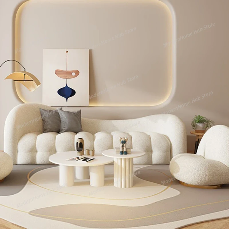 White Cream Living Room Sofas  - огляд і ціна Interior Design White And Wood