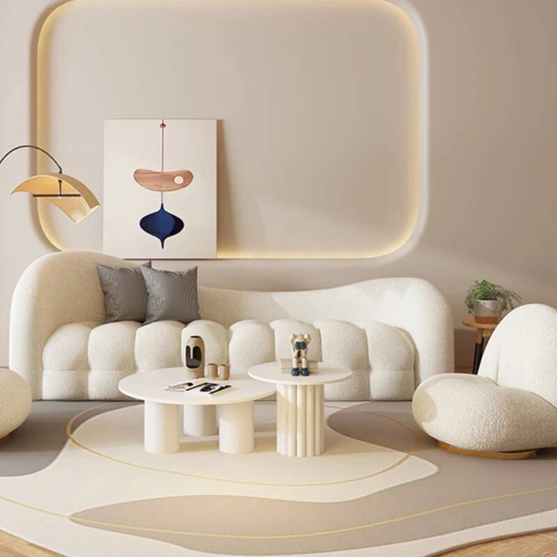 Cream White Living Room Sofas  - огляд і ціна Interior Design White And Wood